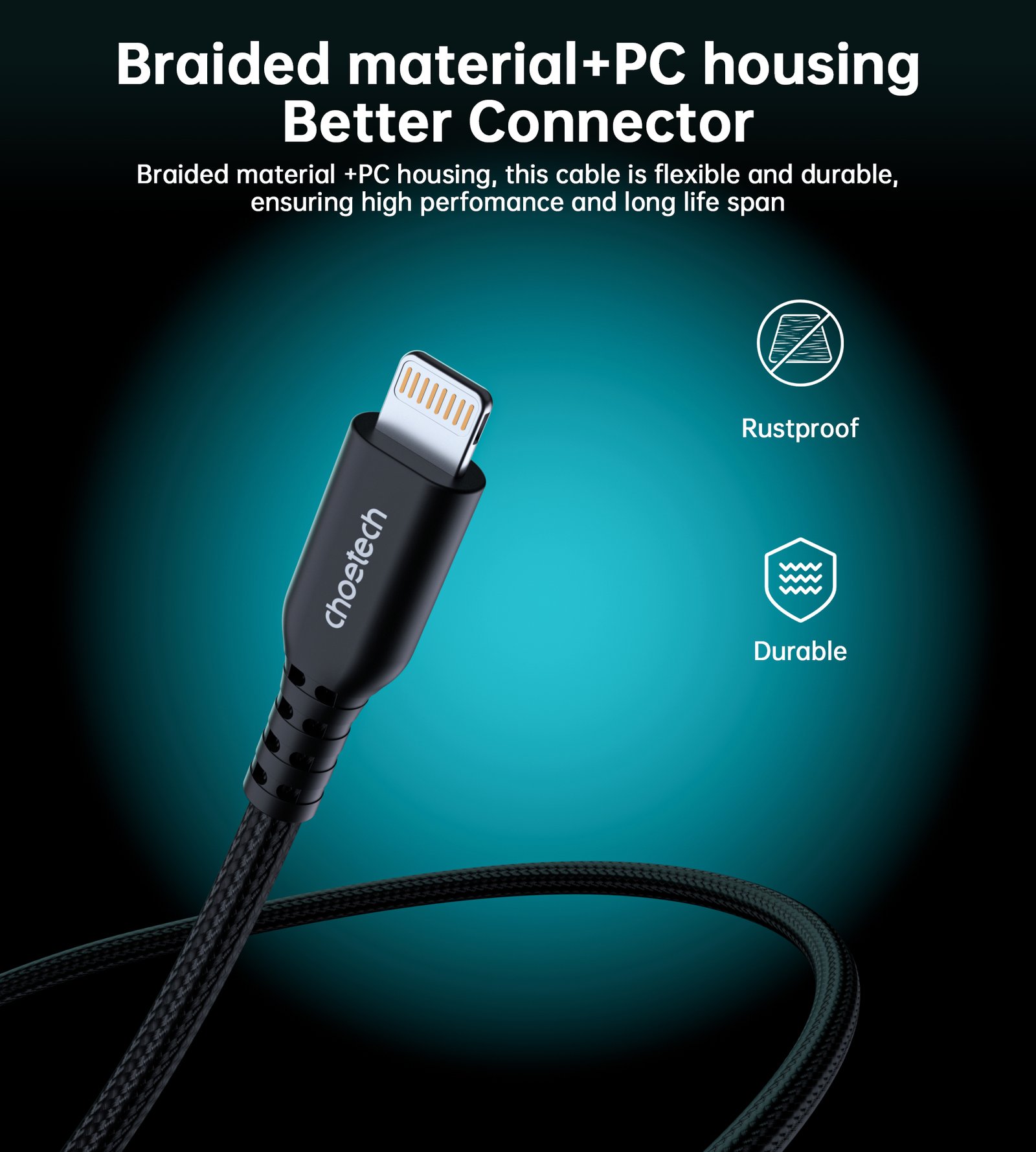 Choetech XCL-1021 Type-C to Lightning 1.8M Nylon Cable