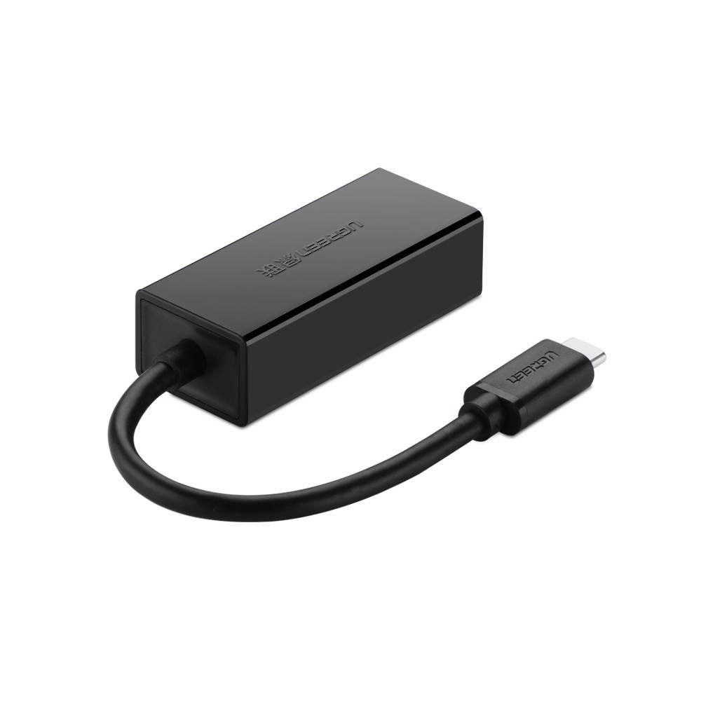 ლან ადაპტერი UGREEN 30287 USB 2.0 Type C 10/100Mbps Ethernet Adapter 110mm (Black)