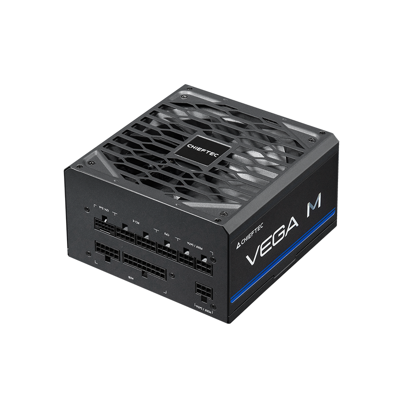 CHIEFTEC PSU Vega M (750W), >90%, 80+ Gold, 135mm FDB, 1xMB 24pin(20+4), 2xCPU 8pin(4+4), 3xMolex, 6xSATA, 4xPCIe 8pin(6+2), 1xPCIe GEN5 16pin, Fully