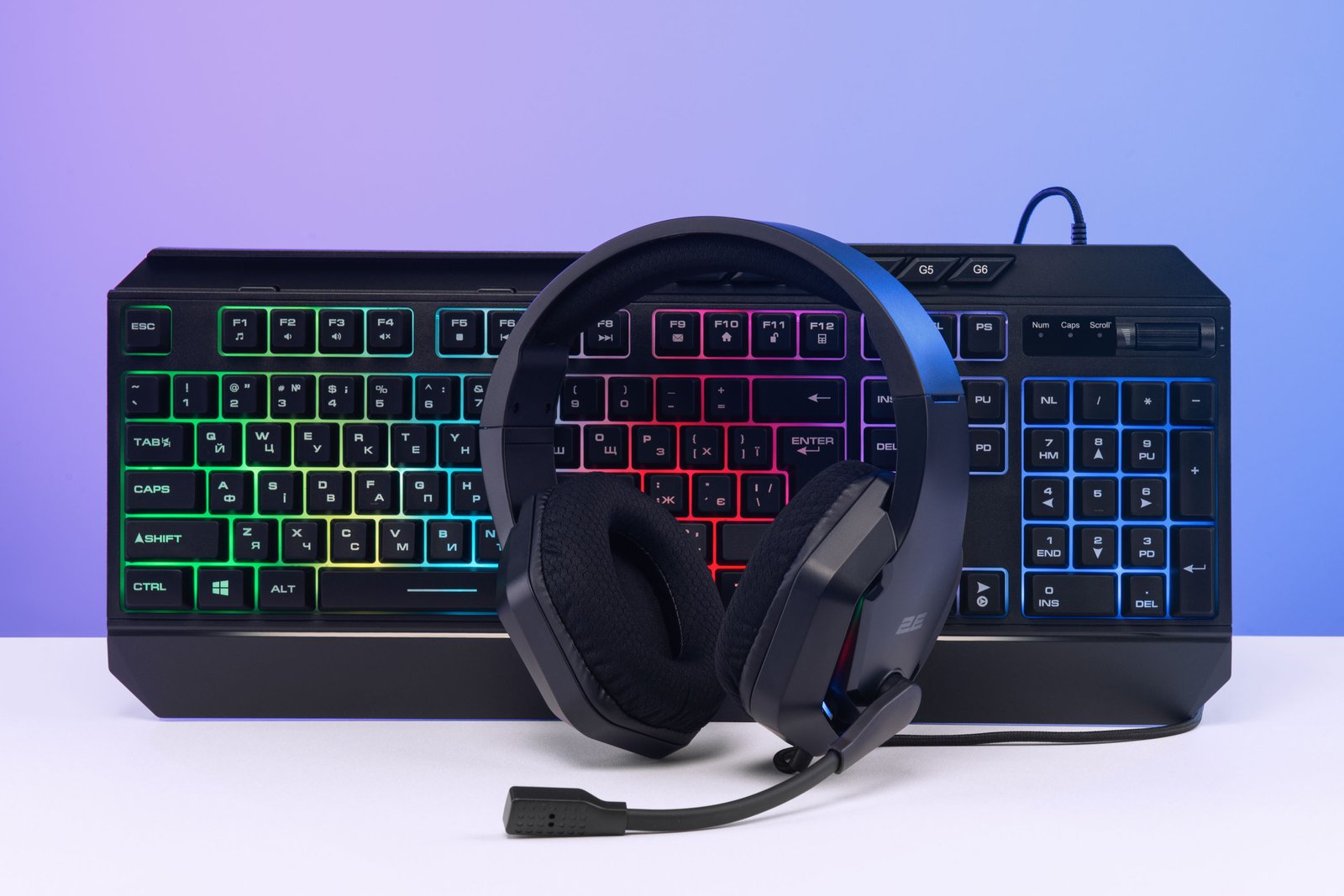 2E GAMING Membrane keyboard KG315 110key, USB-A, EN/RU, RGB, black