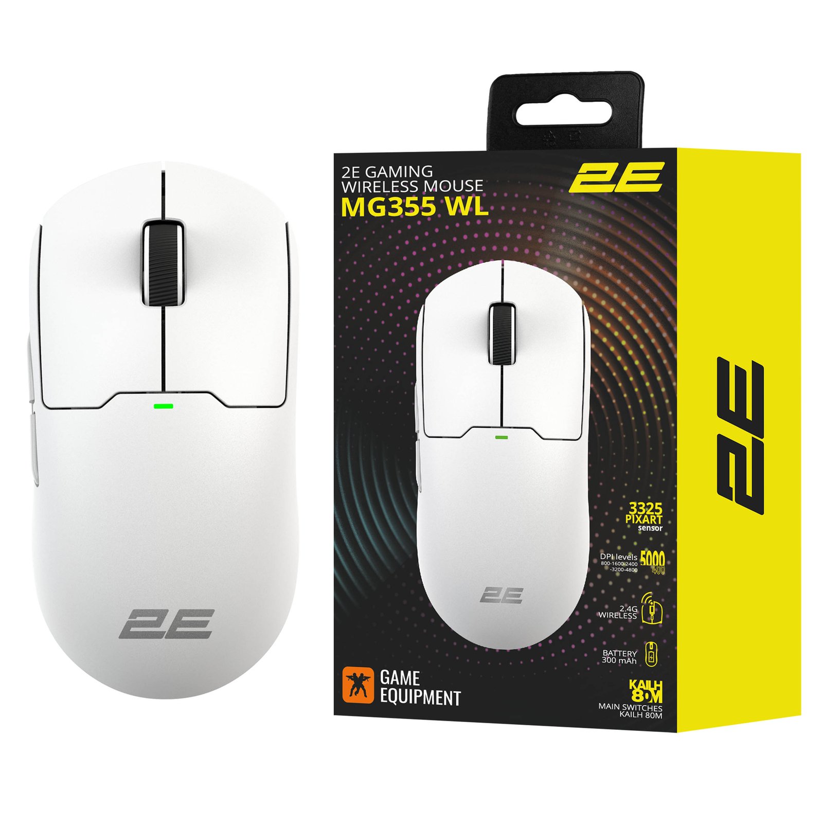 2E GAMING Mouse MG355 WL, USB-A/WL, white