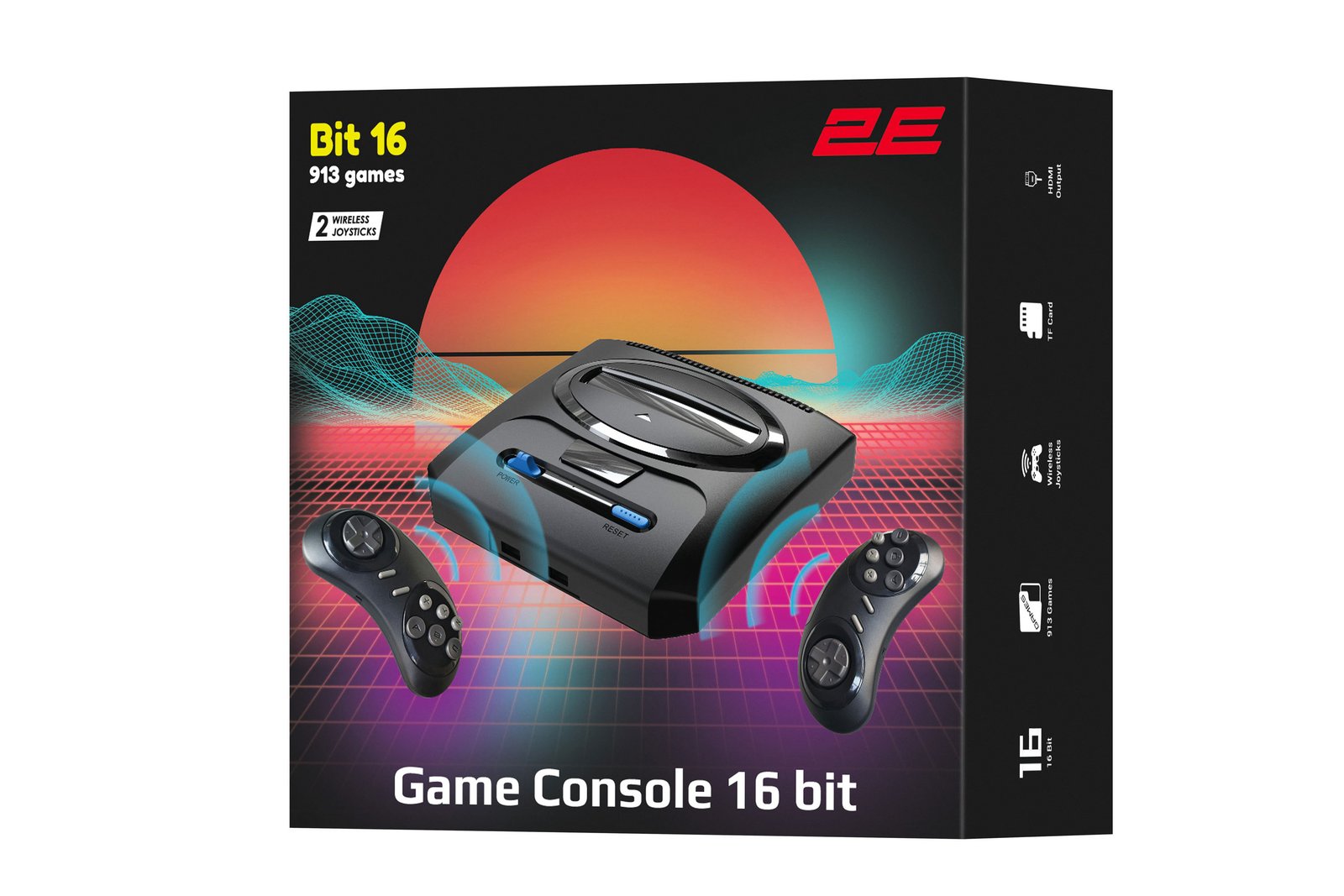 2E Game console, 16bit, 2 wireless gamepad, HDMI, 913 games