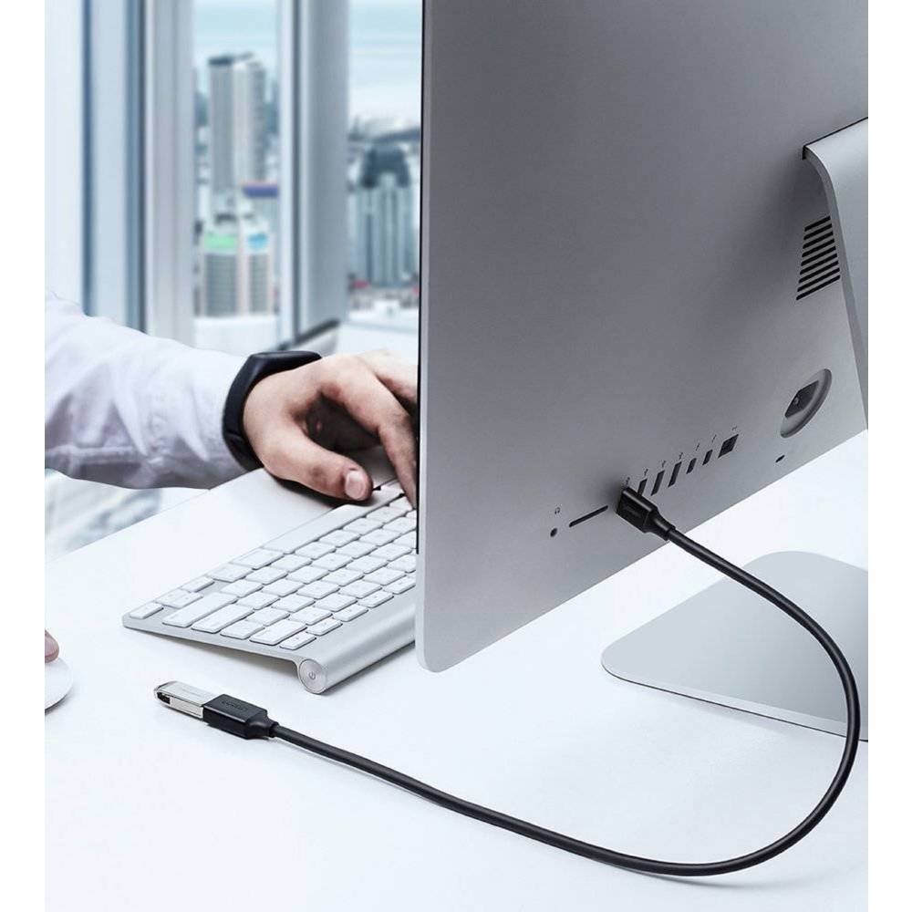 USB დამაგრძელებელი UGREEN US129 (10373), USB 3.0 Male to USB Female, Extension Male Cable, 2m, Black