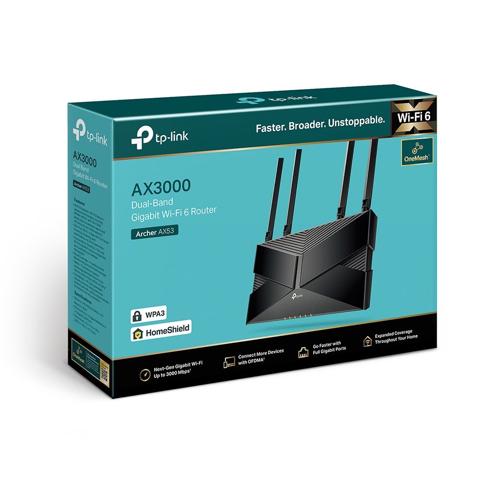 როუტერი Archer AX53, TP-Link, AX3000 Wi-Fi 6 Router Dual-Band,5 GHz: 2402 Mbps