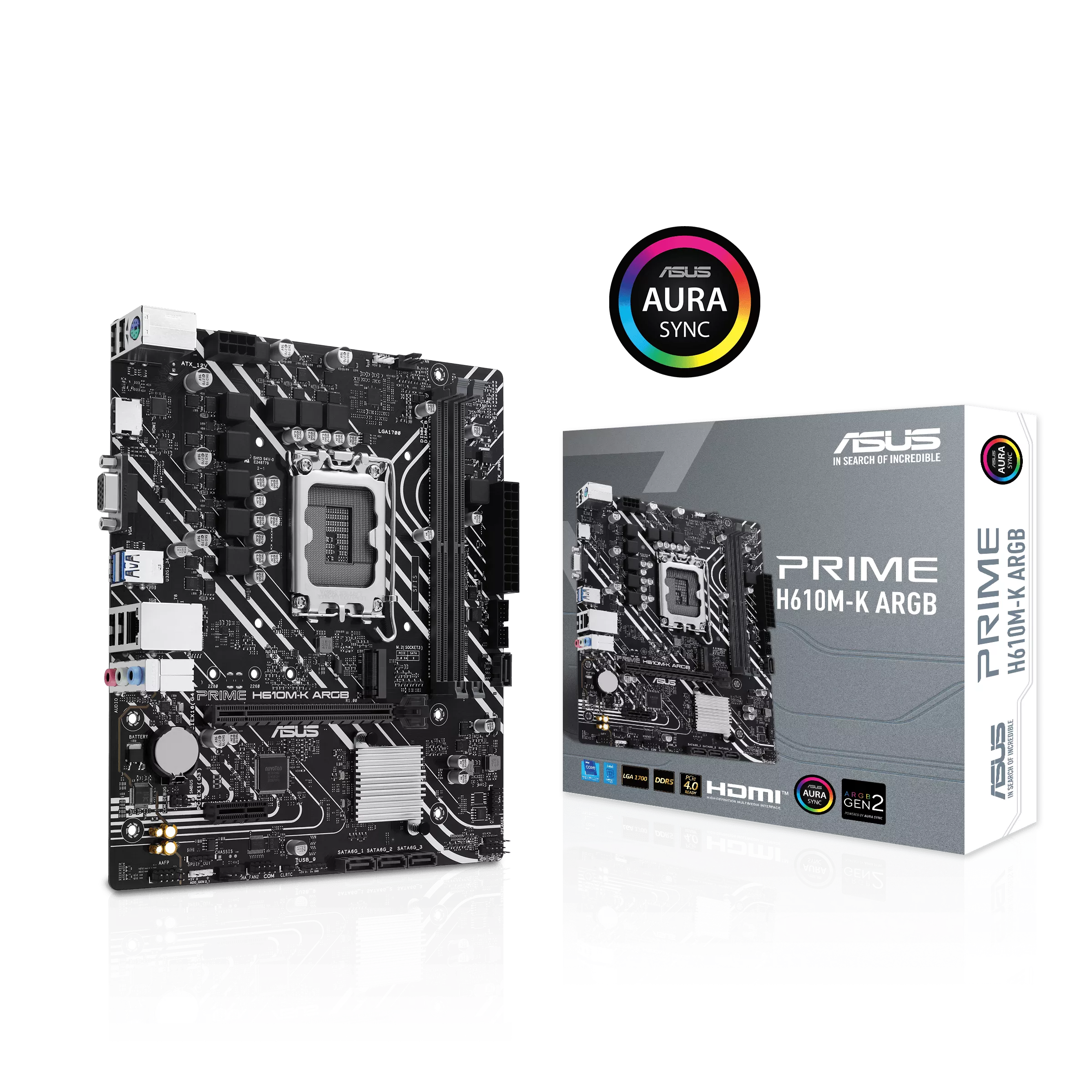 ASUS Motherboard PRIME H610M-K ARGB s1700 H610 2xDDR5 M.2 HDMI D-Sub mATX ARGB