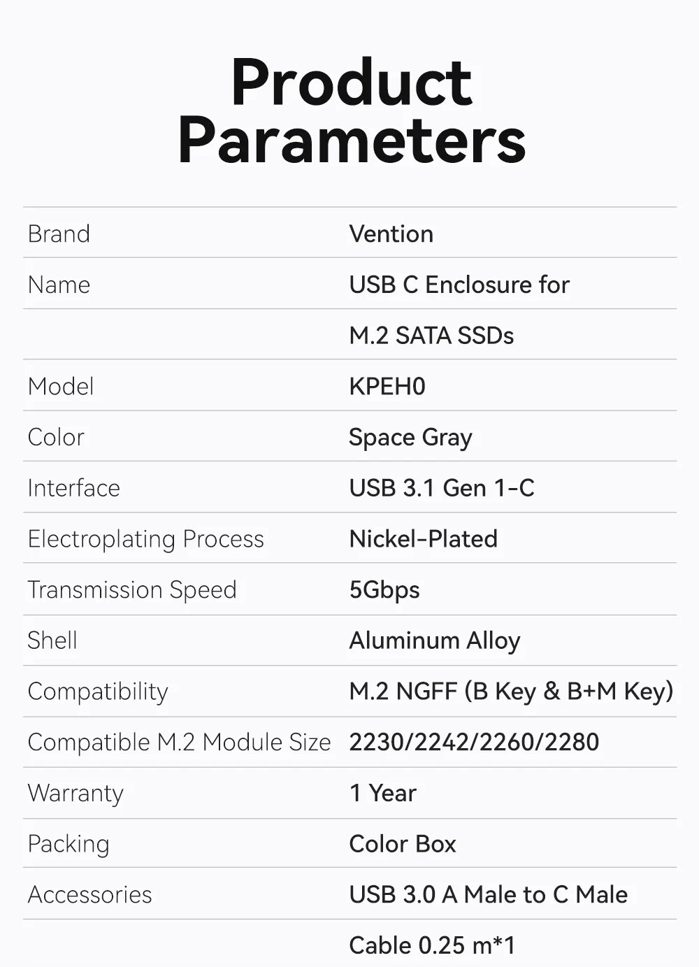 VENTION KPFH0 M.2 NGFF SSD ENCLOSURE