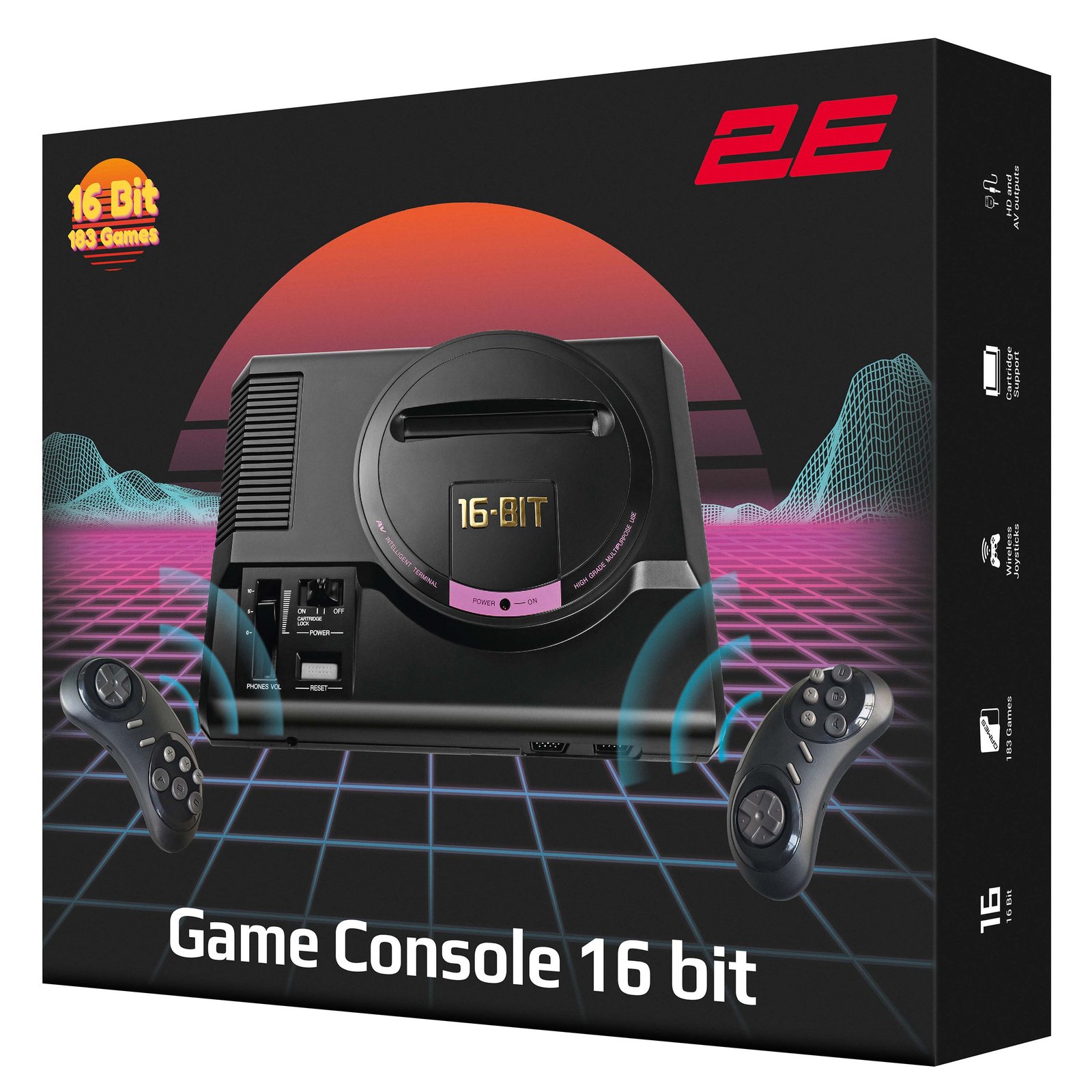 2E Game console, 16bit wireless gamepad, HDMI, 183 games