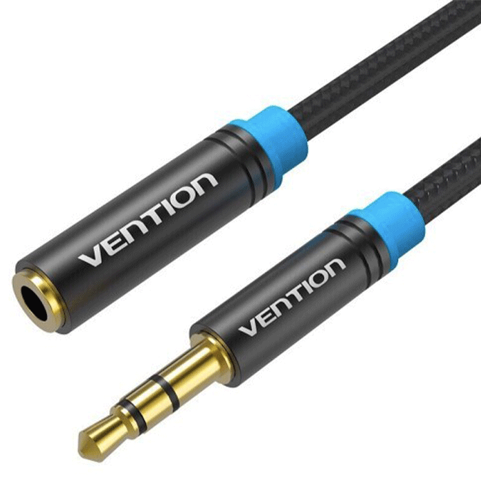 VENTION VAB-B06-B500-M Cotton Braided 3.5mm Audio Extension Cable 5M Black Metal Type 