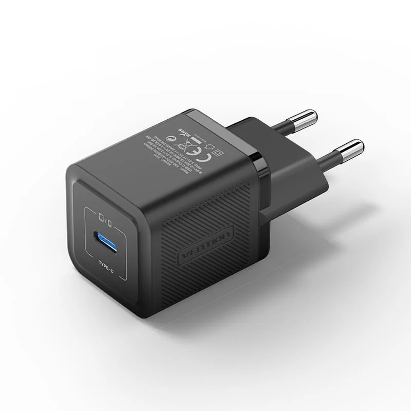 VENTION FEPB0-EU 1-Port USB-C GaN Charger (20W) EU-Plug Black