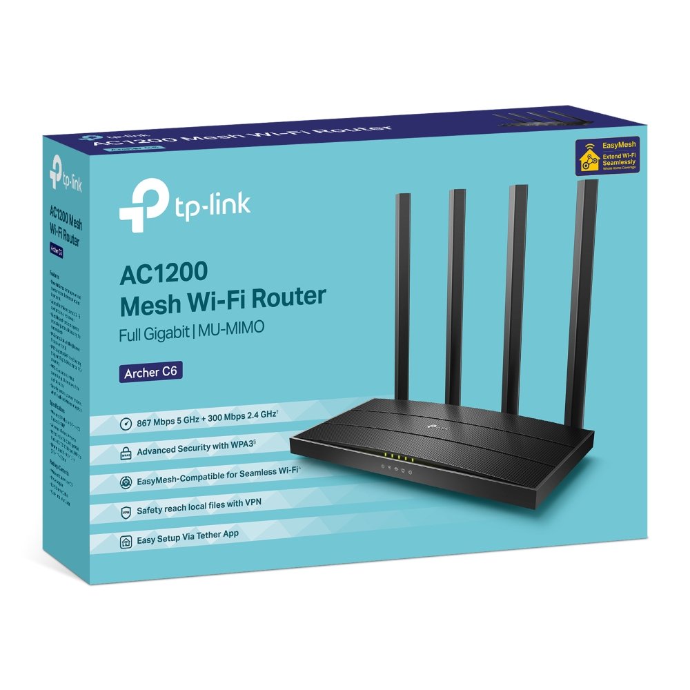 Archer C6, TP-Link, AC1200 Wireless MU-MIMO Gigabit Router