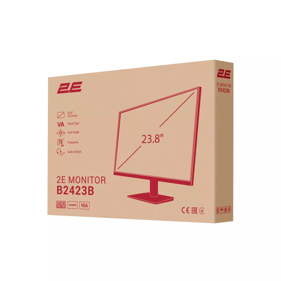 Monitor 2E 23.8" B2423B D-Sub, HDMI, VA, 75Hz, FreeSync