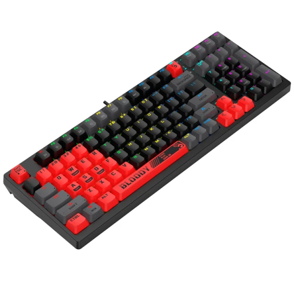 კლავიატურა: A4tech Bloody S98 RGB Mechanical Gaming Keyboard Red Switch US Layout Sports Red