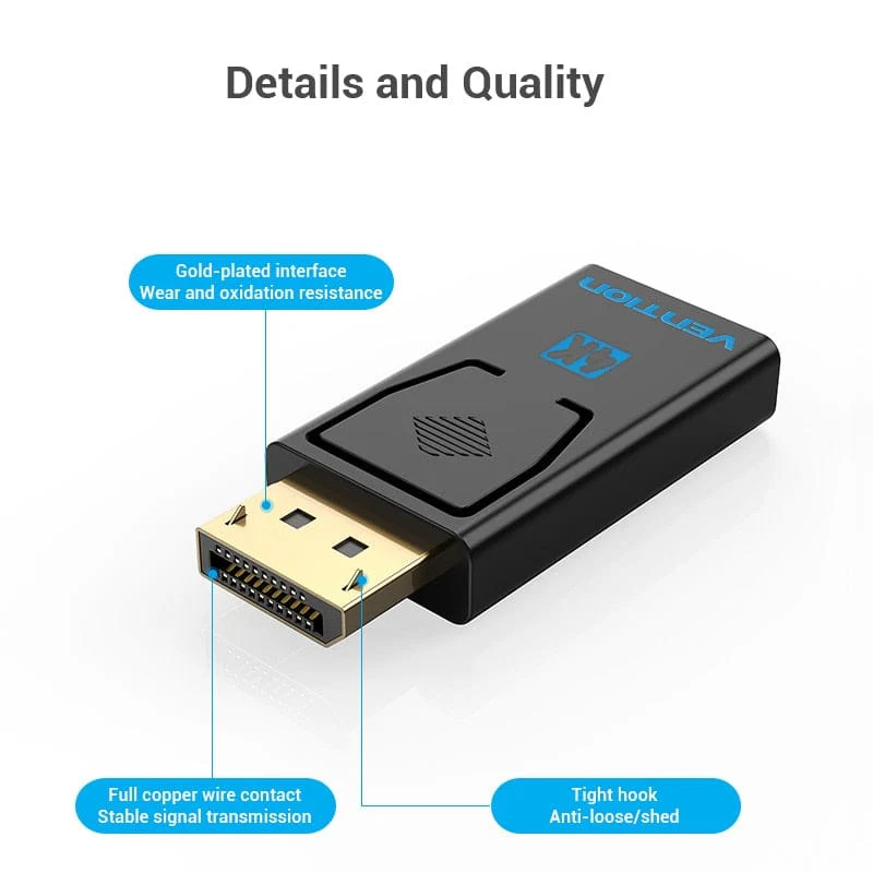 VENTION HBPB0 DisplayPort Male to HDMI Female 4K Adapter Black (DP TO HDMI)