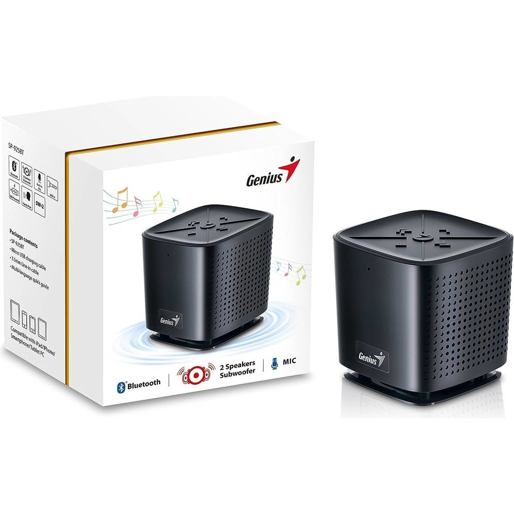 ხმამაღლამოლაპარაკე SP-925BT, Genius Bluetooth Portable Speaker Black ,MIC, Line in,Total 10W  Lithium battery (1500mAh)