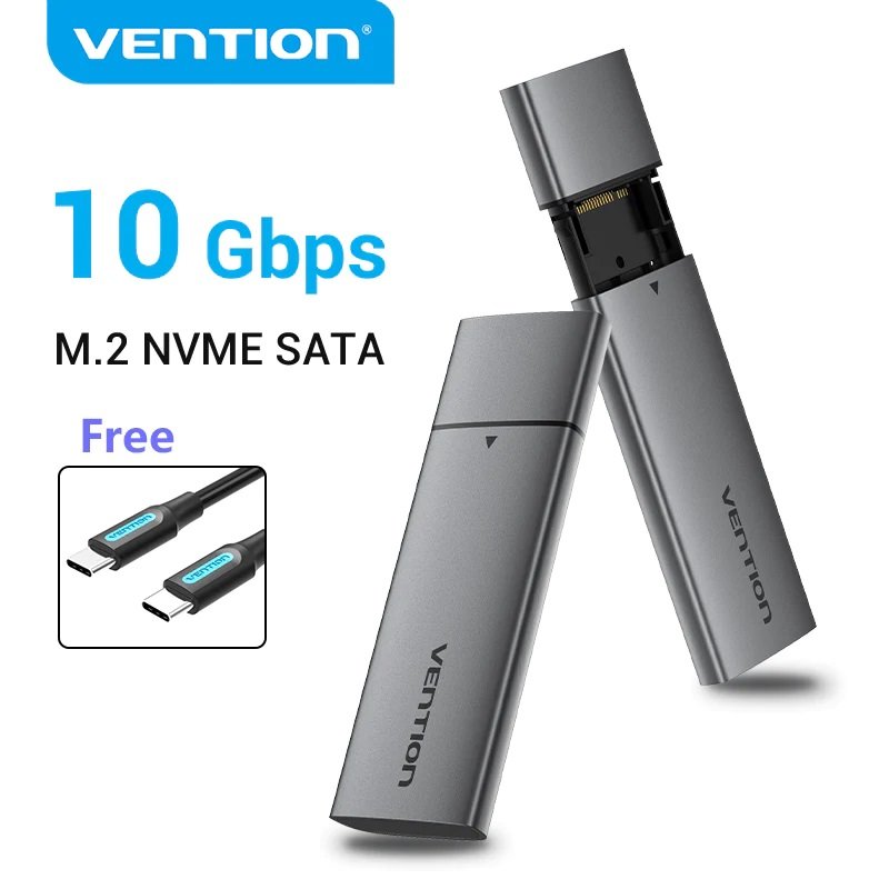 VENTION KPGH0 M.2 NVMe SSD Enclosure (USB 3.1 Gen 2-C) Gray Aluminum Alloy Type