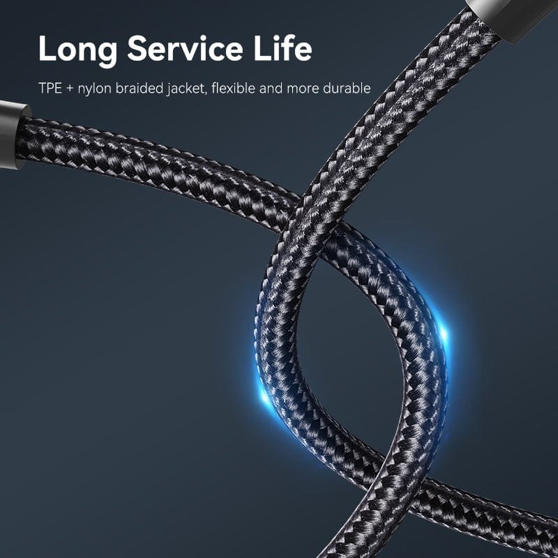 VENTION TAUBF Nylon Braided USB 2.0 C Male to C Male 3A Cable 1M Black LED Type