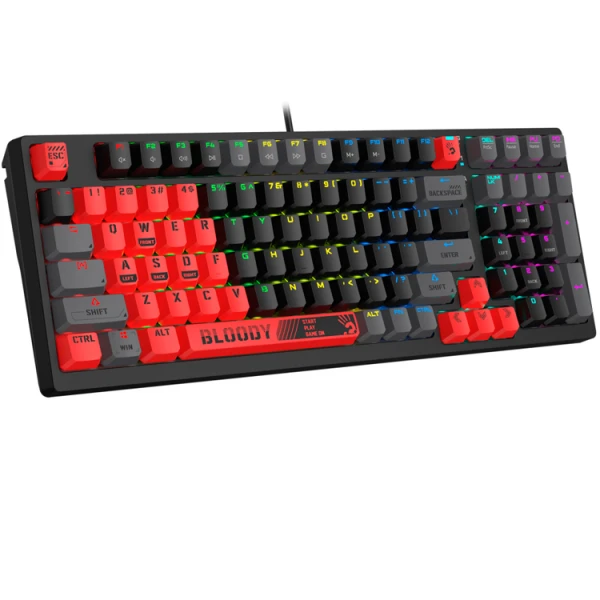 კლავიატურა: A4tech Bloody S98 RGB Mechanical Gaming Keyboard Red Switch US Layout Sports Red