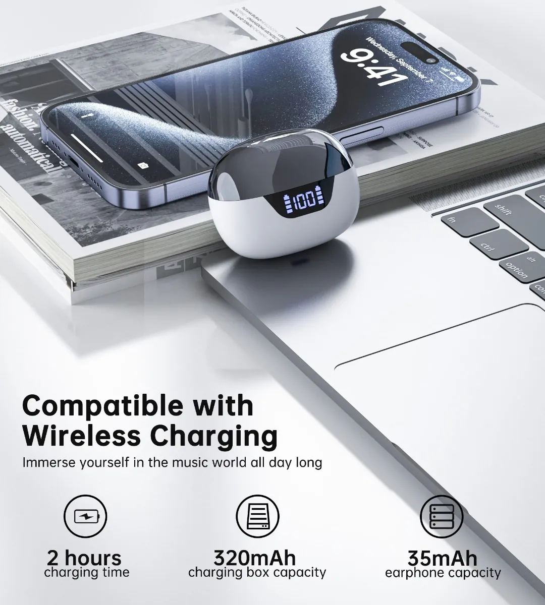 Choetech BH-T60 ENC+ANC TWS earphone With 4 Mics White