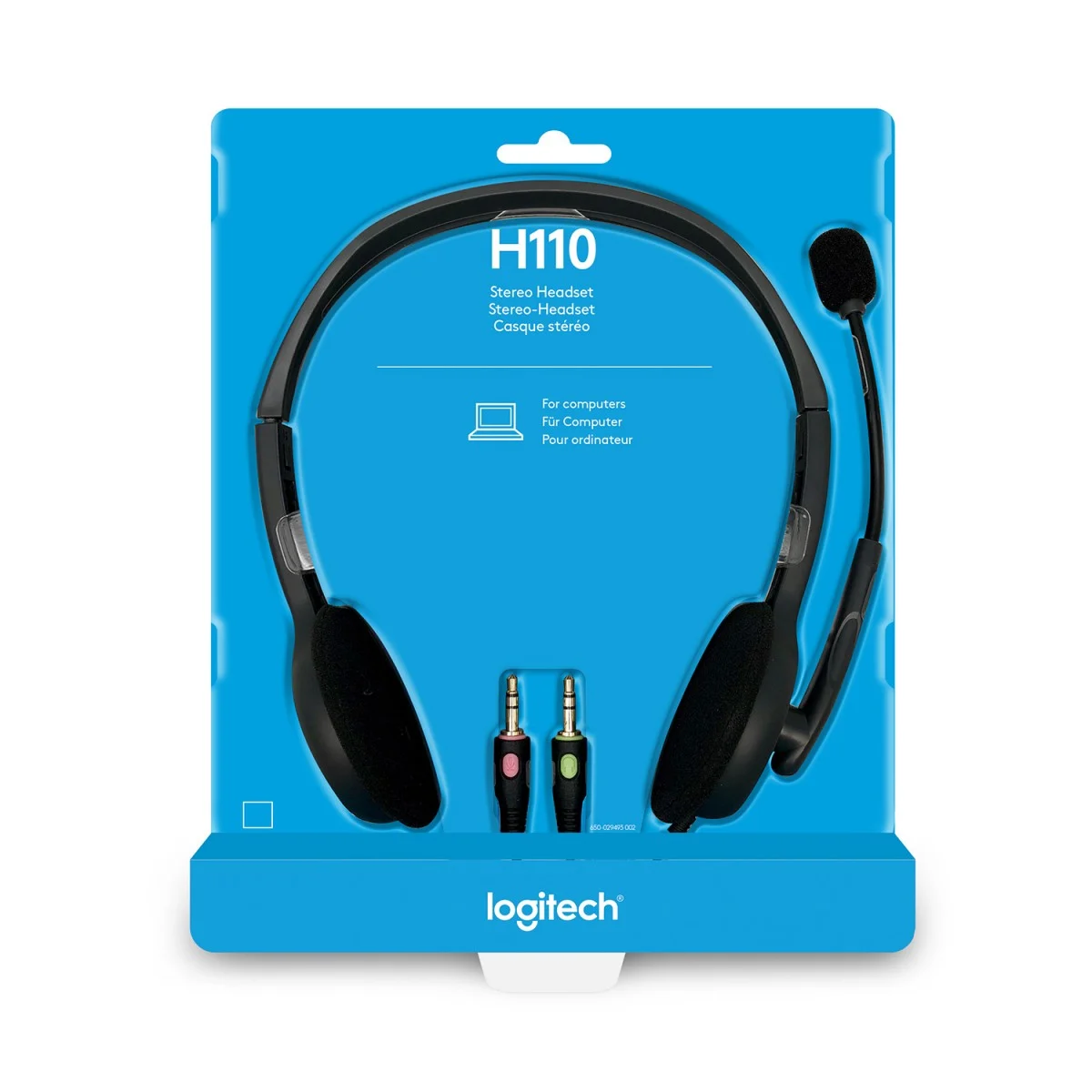 H110 Logitech CORDED STEREO HEADEST 3.5mm jack, Mic, Cable 2.35m (L981-000271)