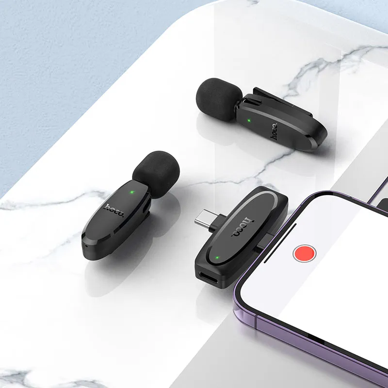 HOCO L15 Dual-mic clip-on wireless digital microphone(iP/Type-C)microphoneblack