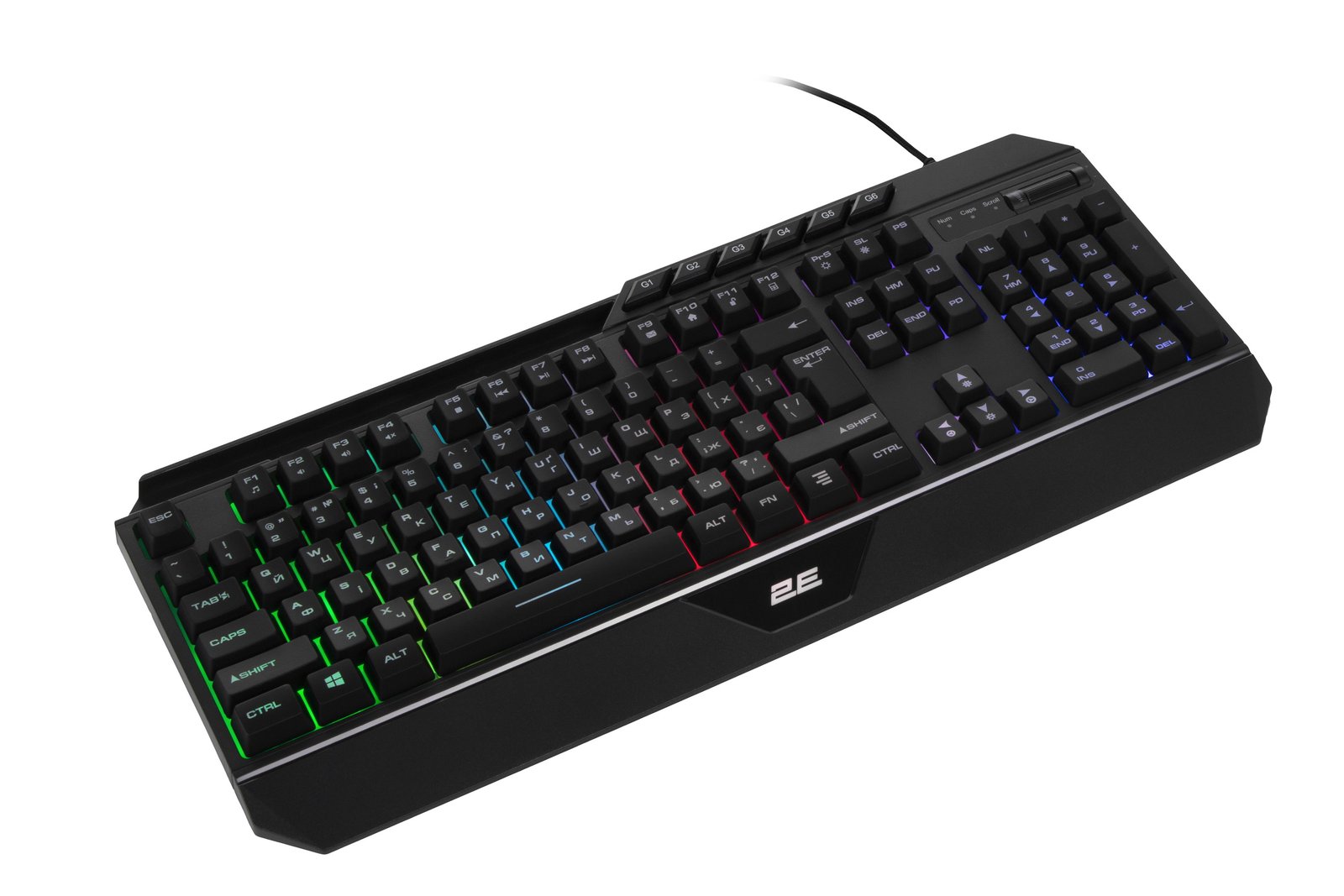 2E GAMING Membrane keyboard KG315 110key, USB-A, EN/RU, RGB, black