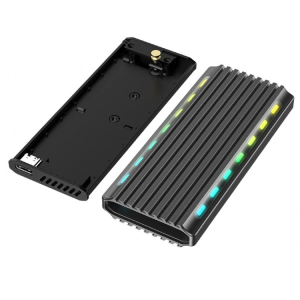მყარი დისკის ყუთი: Gembird EE2280-U3C-03 USB 3.1 enclosure for M.2 NVMe Drives Backlighted Aluminum