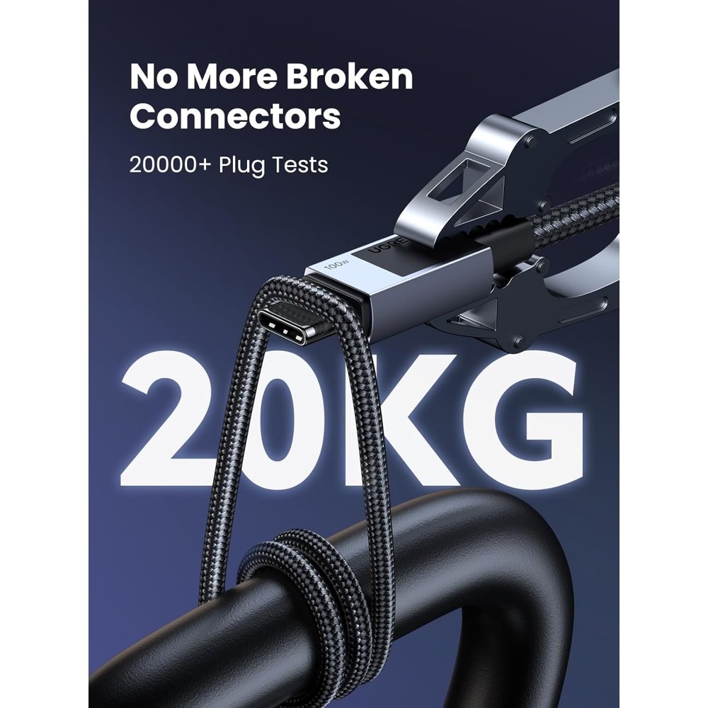 USB კაბელი UGREEN L512 (35985), 100W, Type-C to Type-C PD Fast Charging Cable, 0.5m, Space Gray