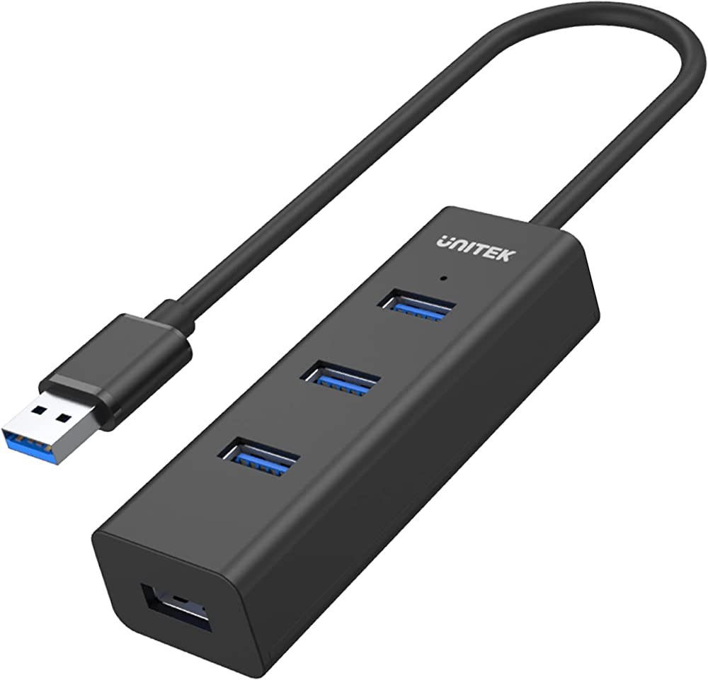 უსბ ჰაბი,  Y-3089, UNITEK, 4-in-1 USB3.0 4-Port,Cable Length 30cm,1xMicro USB PD 12W Black.