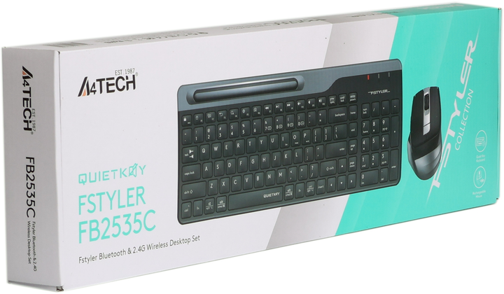 კლავიატურა-მაუსი: A4tech Fstyler FB2535C Wireless Combo Set EN/RU Smoky Grey