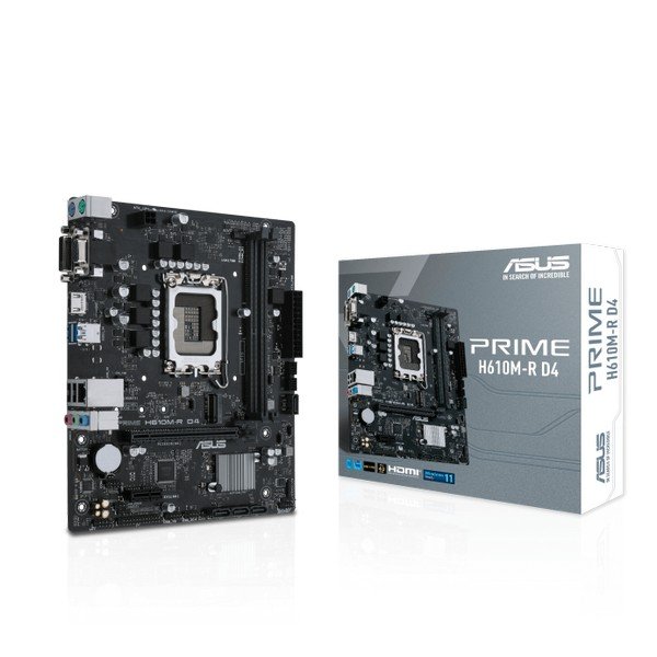 ASUS Motherboard PRIME H610M-R D4-SI s1700 H610 2xDDR4 M.2 HDMI D-Sub DVI mATX White BOX WITH ACCESSORY