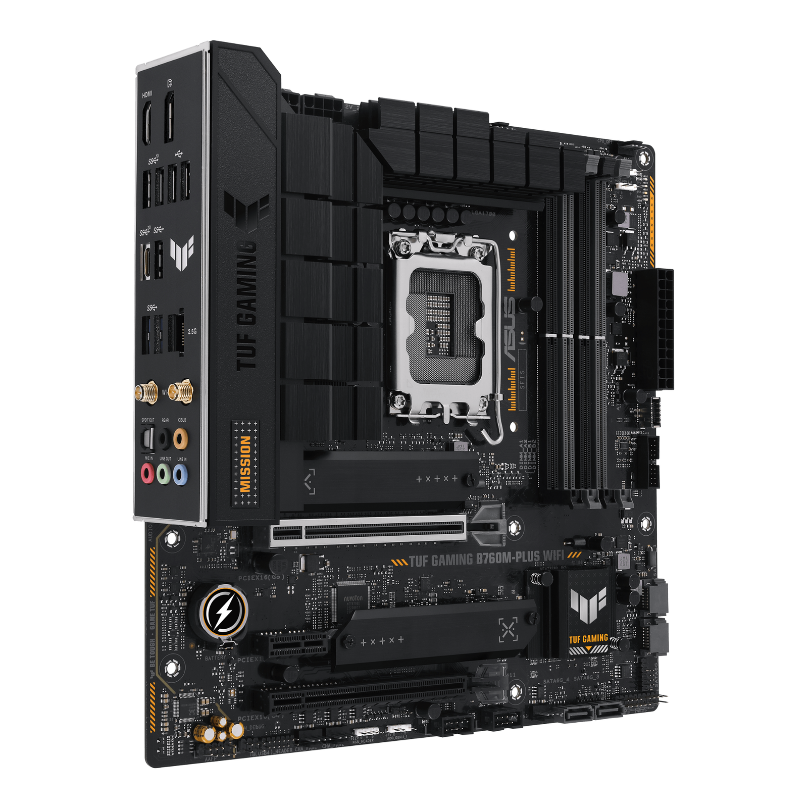 ASUS Motherboard TUF GAMING B760M-PLUS WIFI II s1700 B760 4xDDR5 M.2 HDMI DP Wi-Fi BT mATX