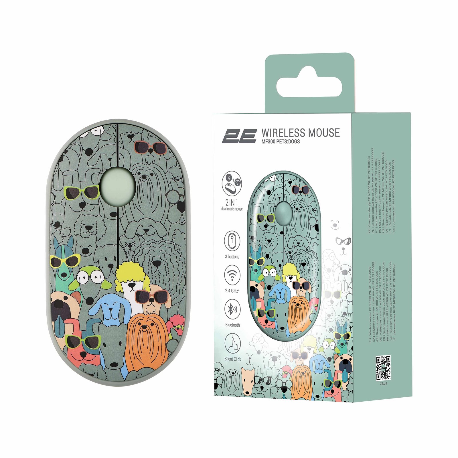 2E Mouse MF300 PETS:DOGS Silent WL BT, Green