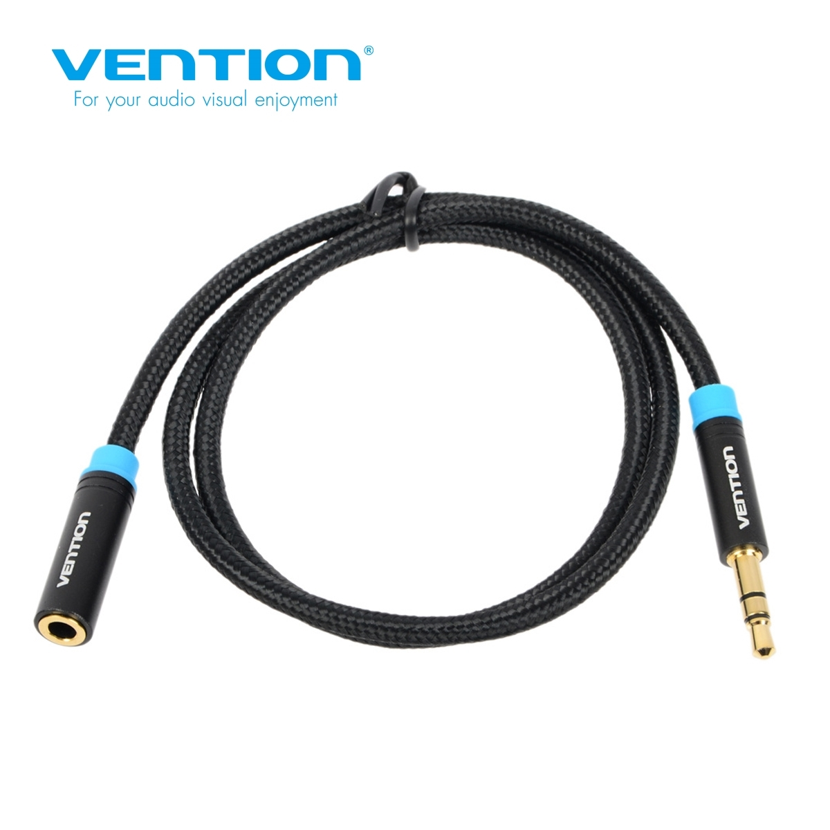 VENTION VAB-B06-B300-M Cotton Braided 3.5mm Audio Extension Cable 3M Black Metal Type