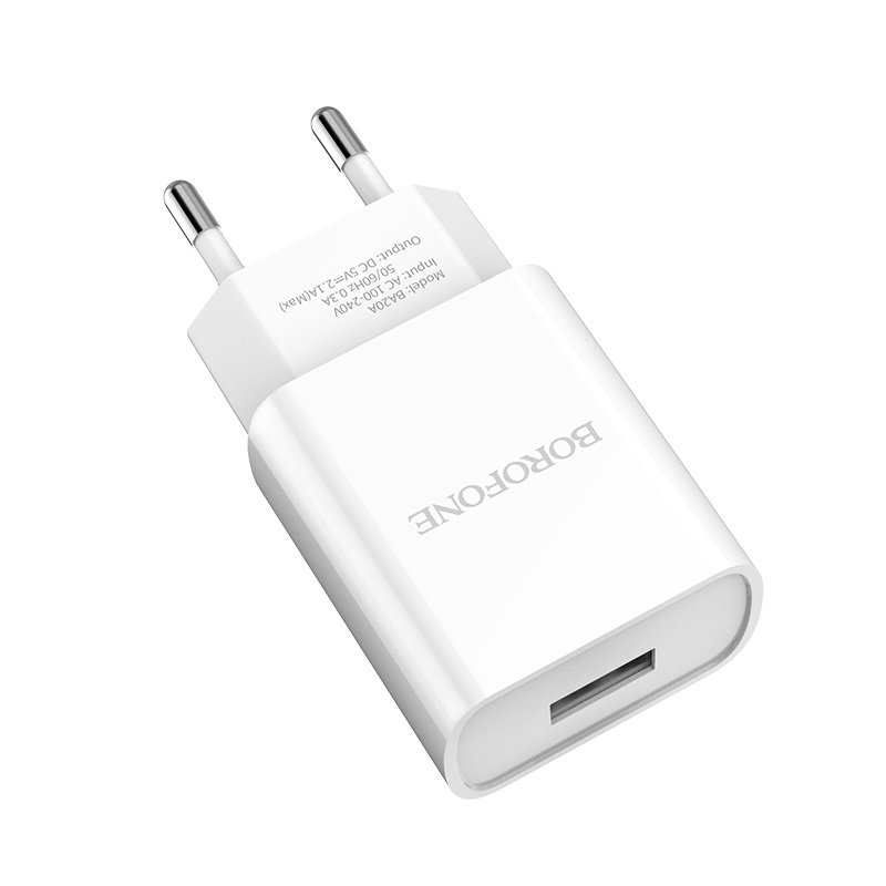 BOROFONE BA20A Sharp single port charger set(Lightning)(EU) White