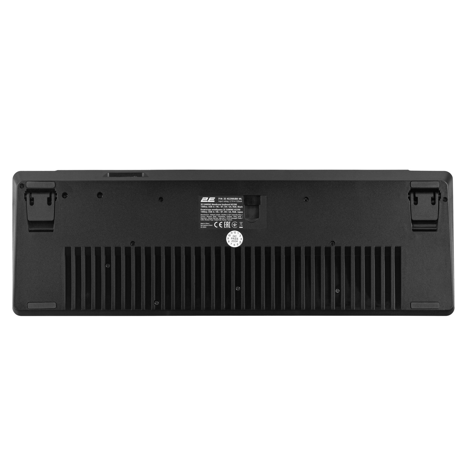 2E GAMING Membrane keyboard KG390 100key, USB-A/WL/BT, EN/UA, RGB, black