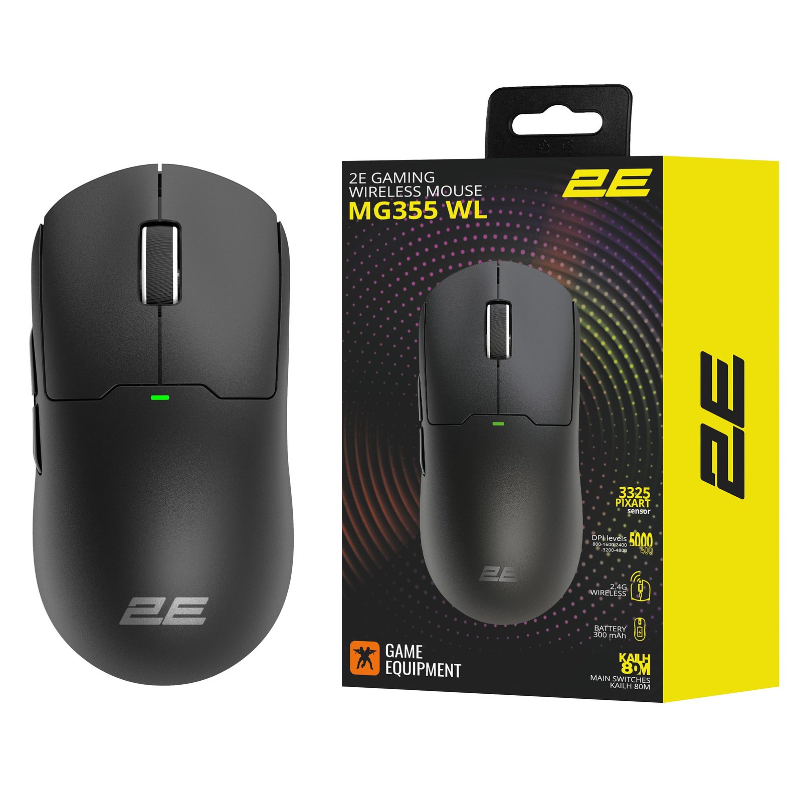2E GAMING Mouse MG355 WL, RGB, USB-A/WL, black