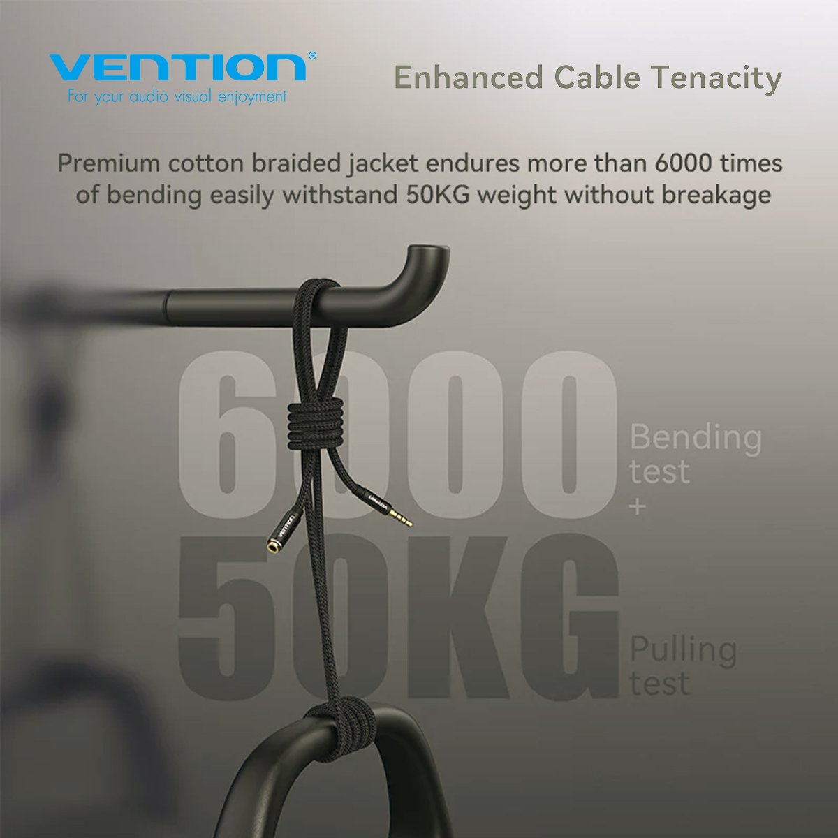 VENTION BHCBI Cotton Braided TRRS 3.5mm Male to 3.5mm Female Audio Extension Cable 3M Black Aluminum Alloy Type