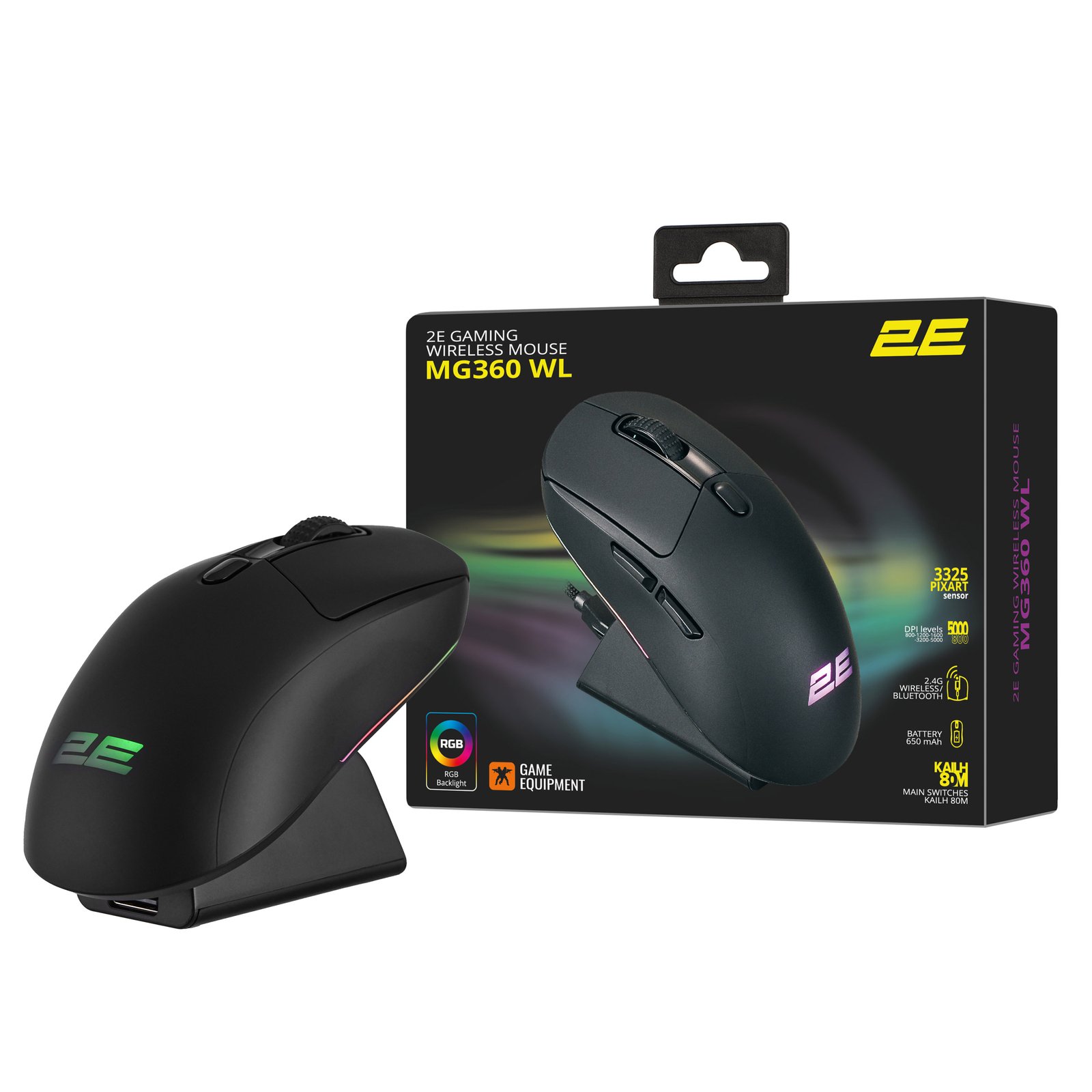 2E GAMING Mouse MG360 WL, USB-A/WL/BT, black