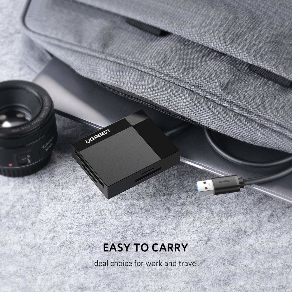 ბარათის წამკითხველი UGREEN CR125 (30333), USB 3.0 All In One CardReader, 0.5m, Black