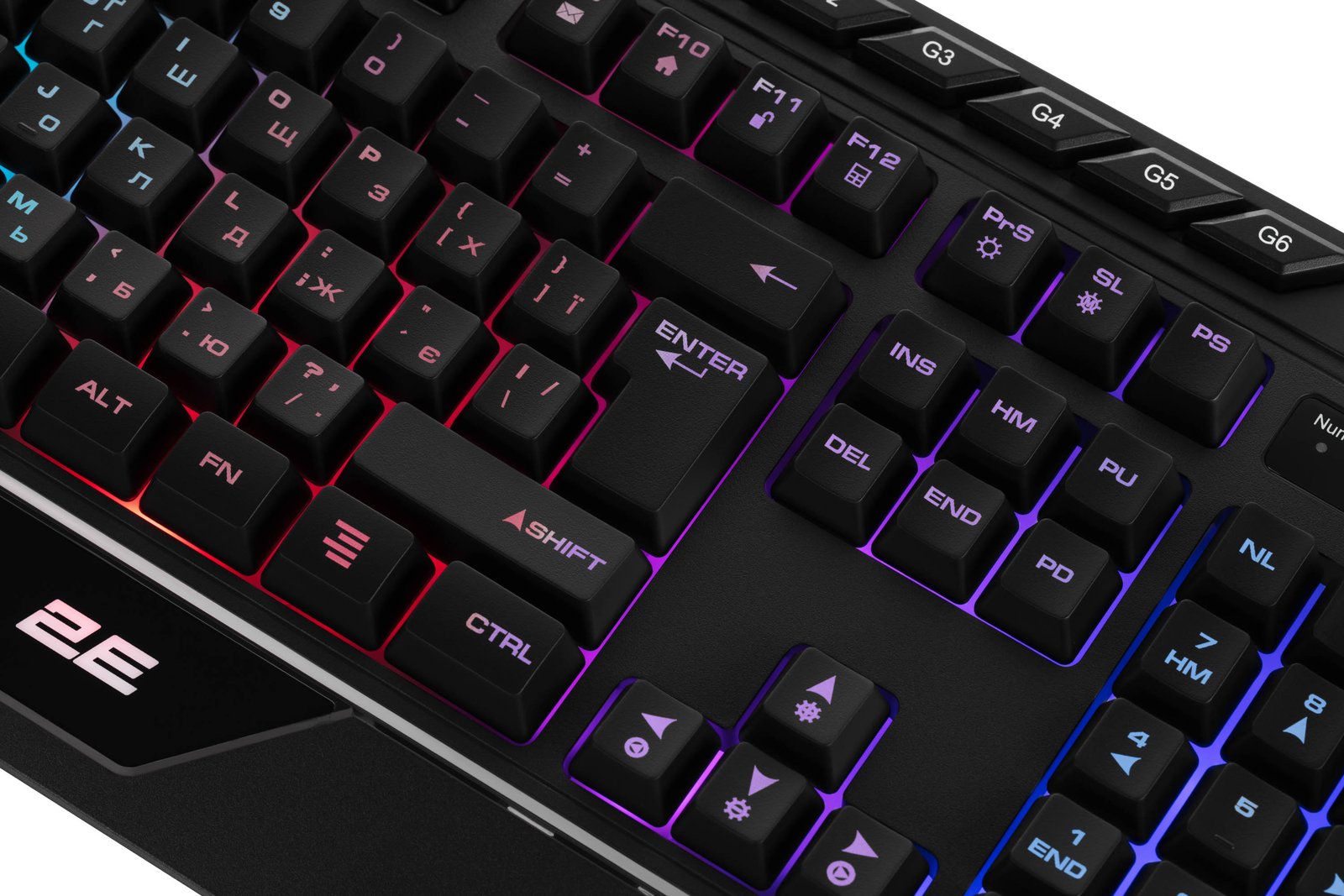 2E GAMING Membrane keyboard KG315 110key, USB-A, EN/RU, RGB, black