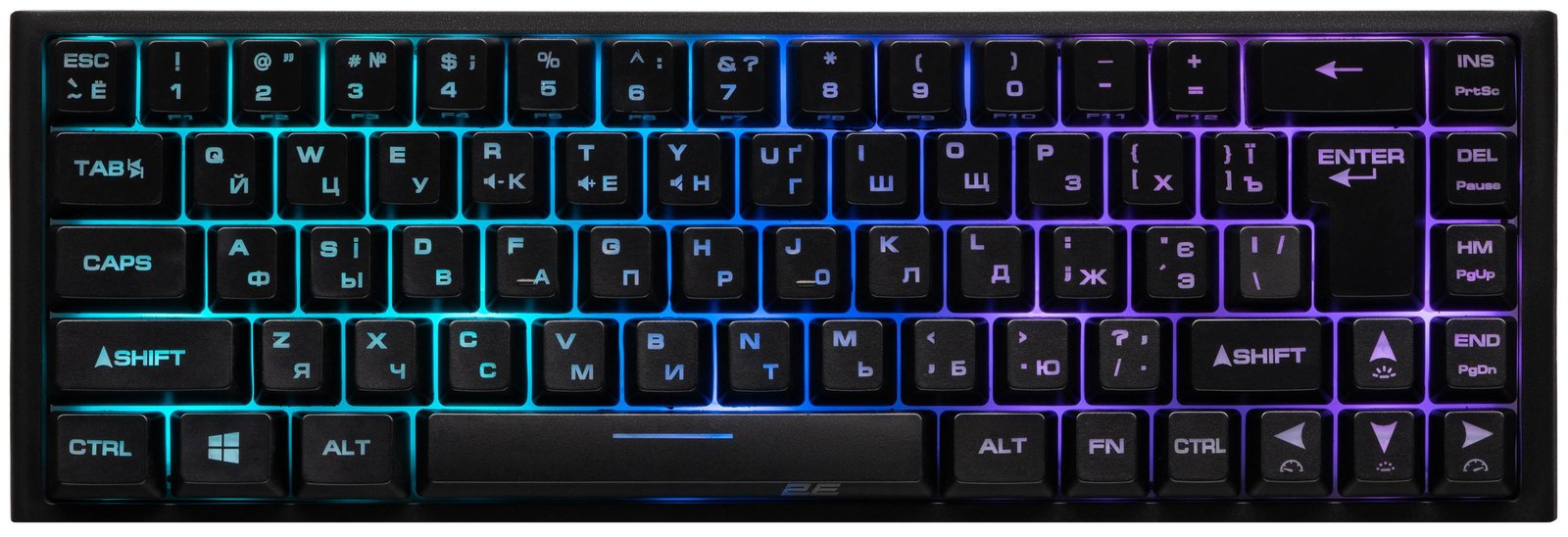 2E GAMING Membrane keyboard KG350 68key, USB-A, EN/UA/RU, RGB, black