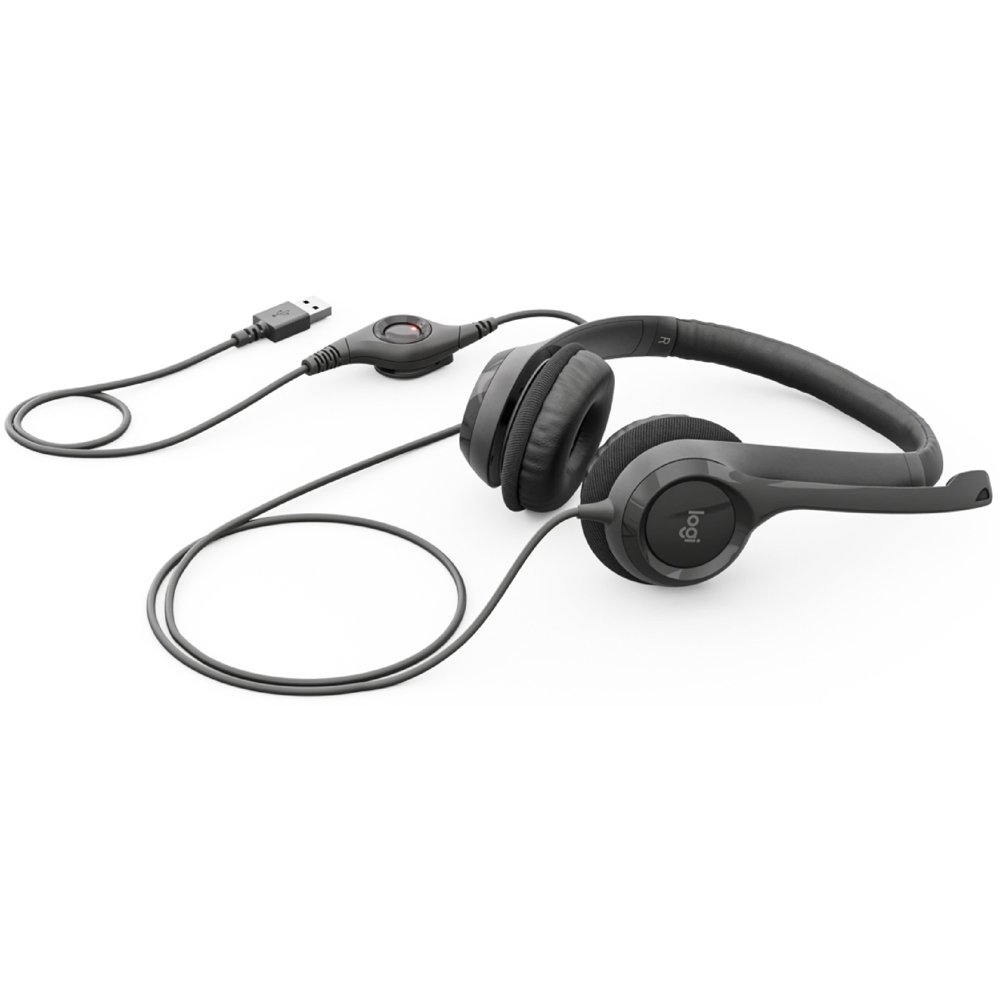 H390, LOGITECH H390 Corded Headset mic - BLACK USB (1.9 m) (L981-000406)
