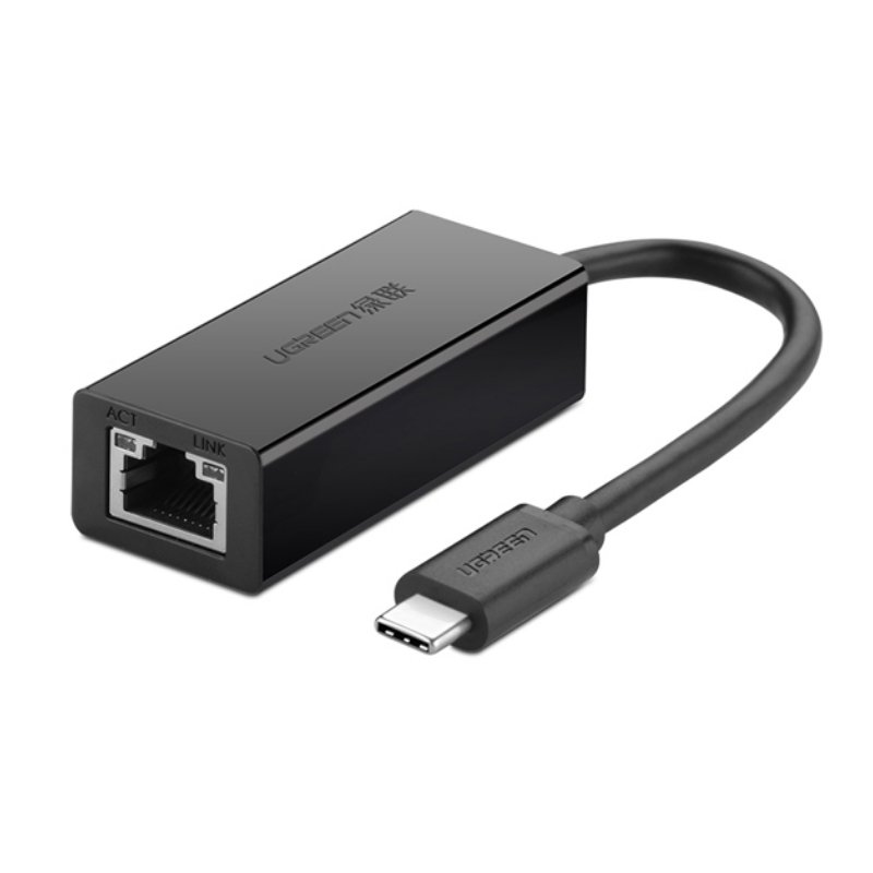 ლან ადაპტერი UGREEN 30287 USB 2.0 Type C 10/100Mbps Ethernet Adapter 110mm (Black)