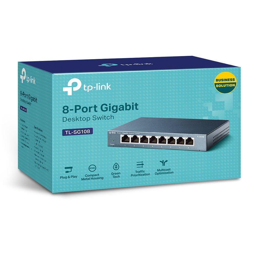 ქსელის გამანაწილებელი  TL-SG108, TP-Link, 8-Port 10/100/1000Mbps Desktop Switch