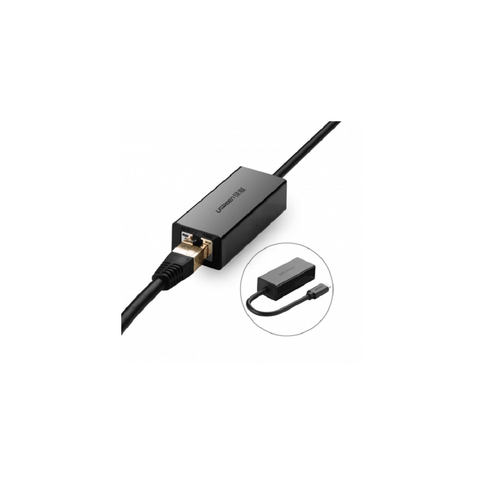 ლან ადაპტერი UGREEN 30287 USB 2.0 Type C 10/100Mbps Ethernet Adapter 110mm (Black)
