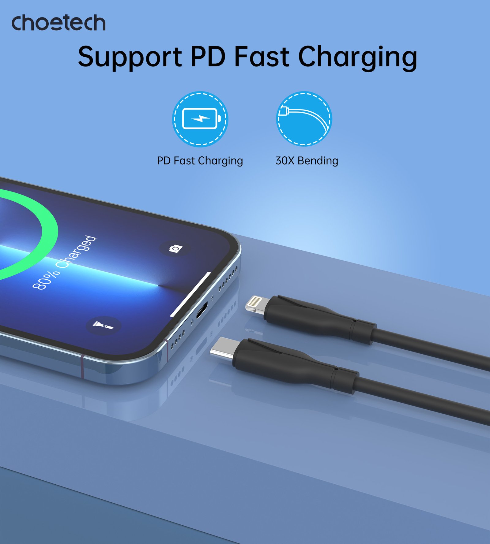 Choetech XCL-0002 EasyGO Type-C to Lightning 1M TPE cable