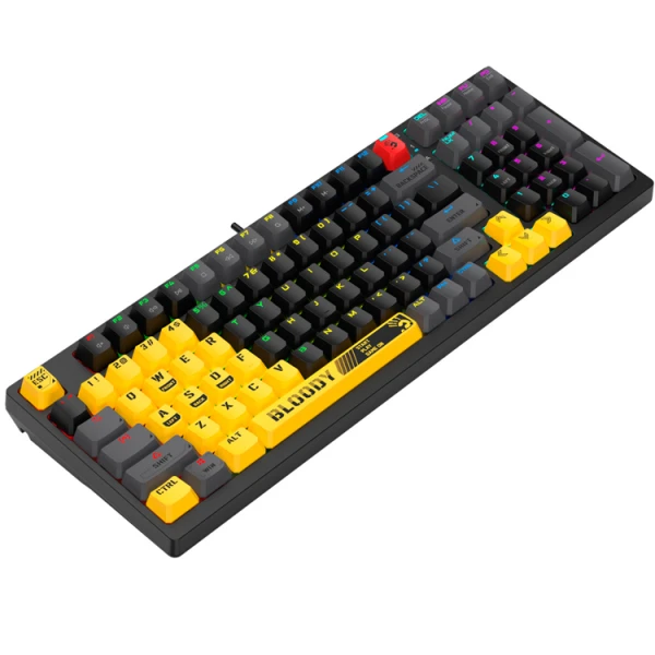 კლავიატურა: A4tech Bloody S98 RGB Mechanical Gaming Keyboard Red Switch US Layout Sports Lime