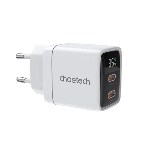 Choetech PD6051 35W GAN Display Wall Charger White
