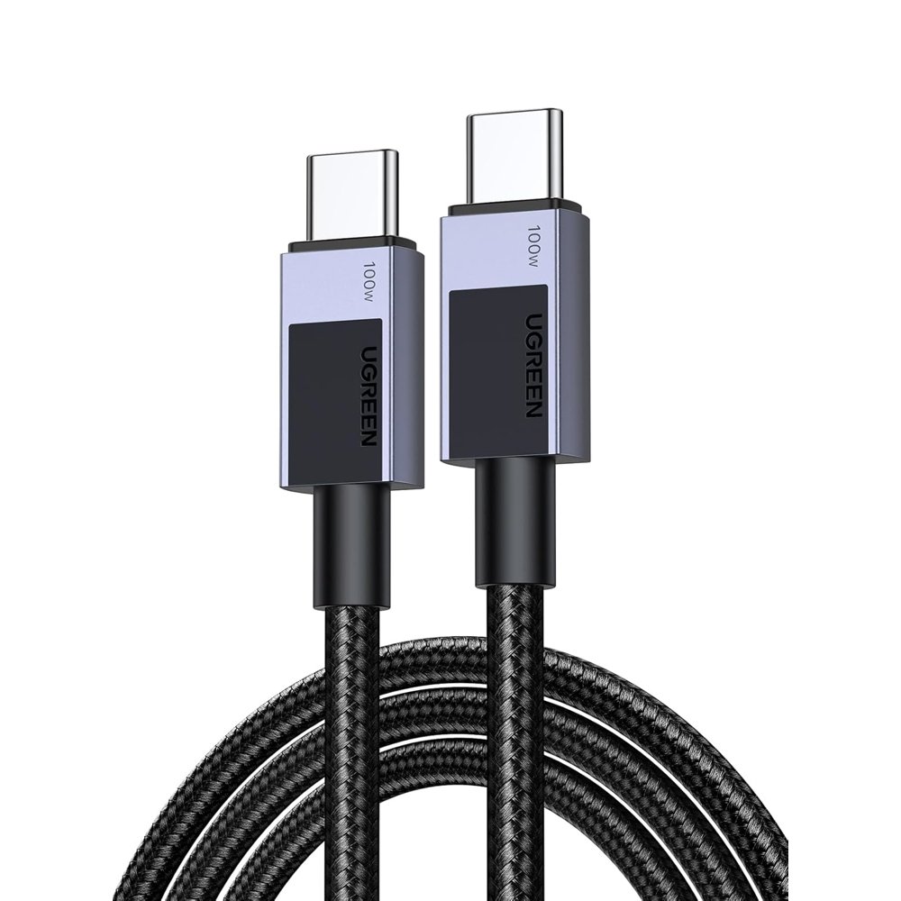 USB კაბელი UGREEN L512 (35985), 100W, Type-C to Type-C PD Fast Charging Cable, 0.5m, Space Gray