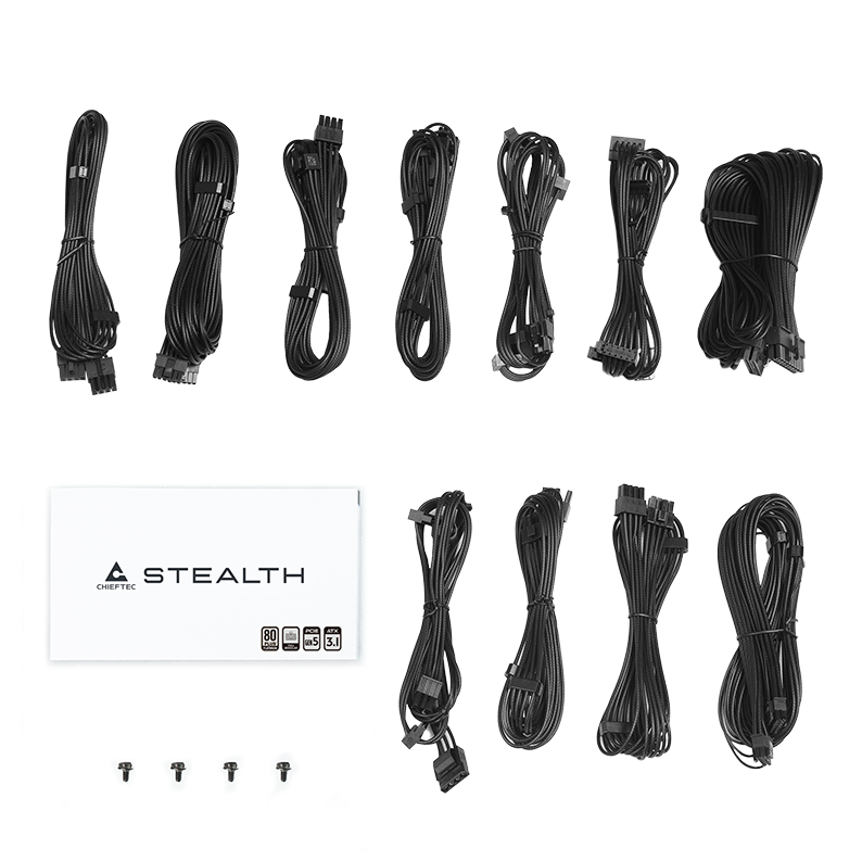 CHIEFTEC PSU Stealth (1200W), >92%, 80+ Platinum, 135mm FDB, 1xMB 24pin(20+4), 2xCPU 8pin(4+4), 2xMolex, 10xSATA, 3xPCIe 8pin(6+2), 2xPCIe GEN5 16pin,